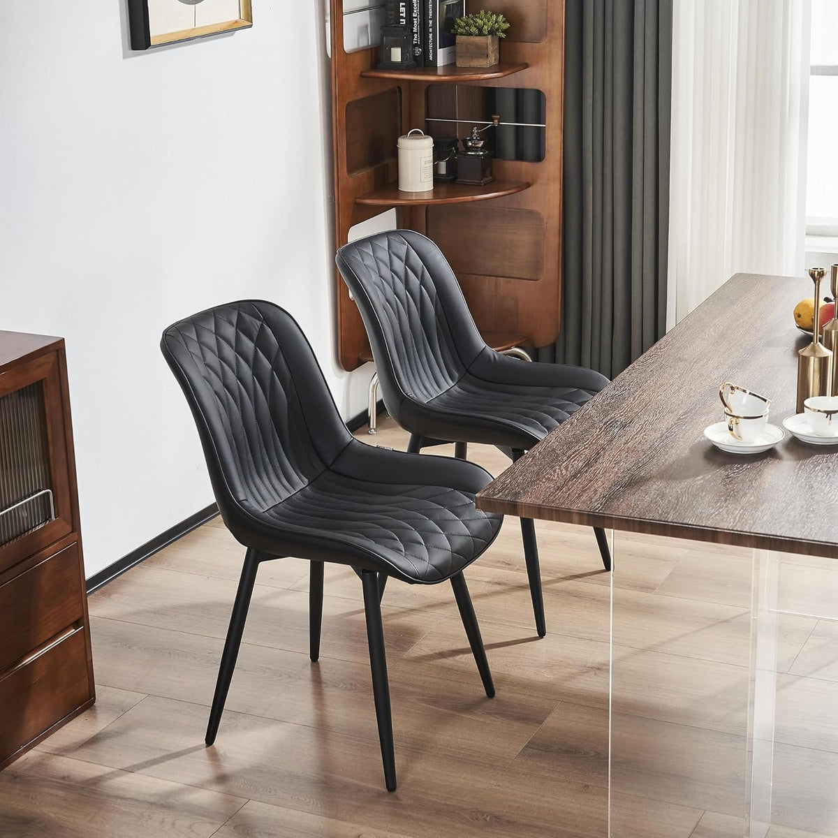 YOUNIKE Dining Chairs Set of 2 Kitchen & Dining Room Chairs Modern Black